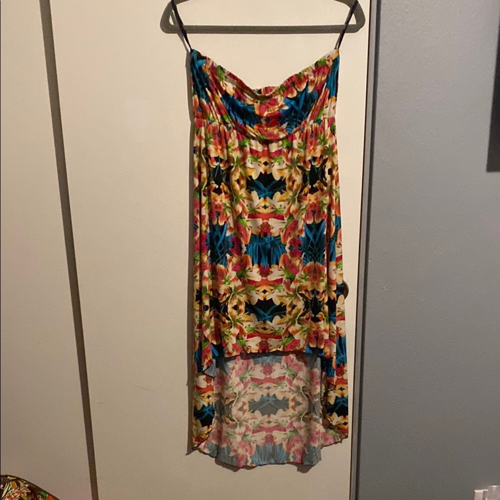 Blue and Orange Asymmetrical Maxi Dress for Night Out